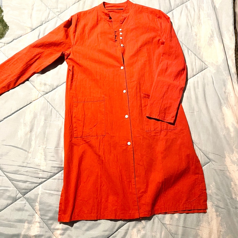 Vintage Red Cotton Shirt Dress
